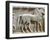 Plinth of Kouros Statue, Bas-Relief Depicting Hoplites and Horse-Drawn Chariot, Circa 490 BC-null-Framed Giclee Print