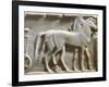 Plinth of Kouros Statue, Bas-Relief Depicting Hoplites and Horse-Drawn Chariot, Circa 490 BC-null-Framed Giclee Print