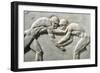 Plinth of Kouros Statue, Bas-Relief Depicting Wrestlers, Circa 510 B.C., Detail-null-Framed Giclee Print