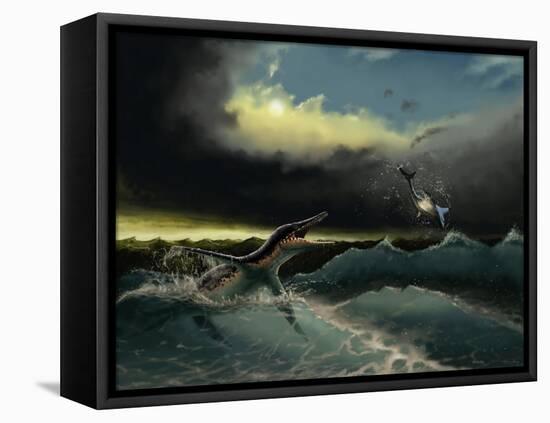 Pliosaurus Irgisensis Attacking a Shark-null-Framed Stretched Canvas