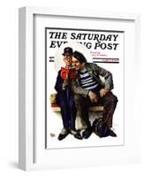 "Plot Thickens" Saturday Evening Post Cover, March 12,1927-Norman Rockwell-Framed Giclee Print