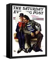 "Plot Thickens" Saturday Evening Post Cover, March 12,1927-Norman Rockwell-Framed Stretched Canvas