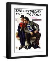 "Plot Thickens" Saturday Evening Post Cover, March 12,1927-Norman Rockwell-Framed Giclee Print