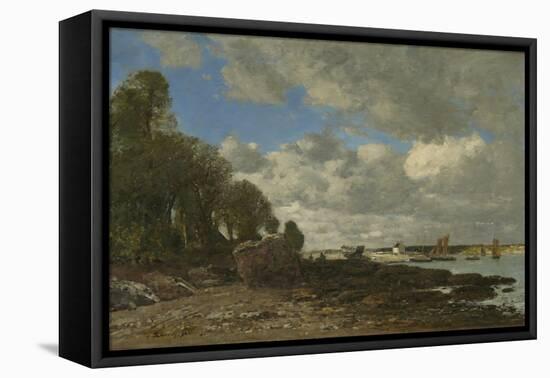 Plougastel, the Ferry Crossing, 1873 (Oil on Canvas)-Eugene Louis Boudin-Framed Stretched Canvas