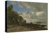Plougastel, the Ferry Crossing, 1873 (Oil on Canvas)-Eugene Louis Boudin-Stretched Canvas