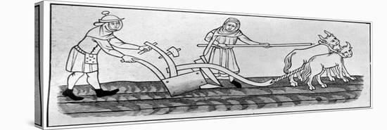 Ploughing, 14th Century-null-Stretched Canvas