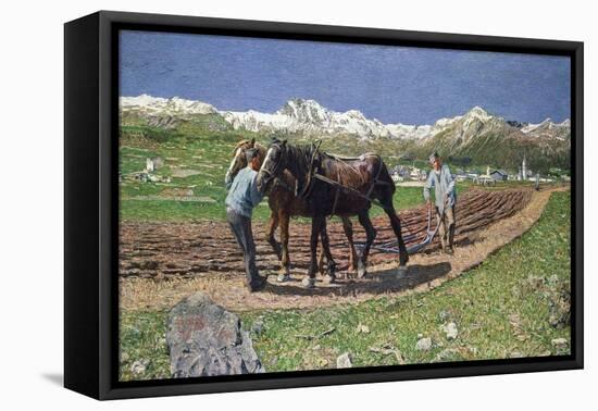 Ploughing, 1887-90-Giovanni Segantini-Framed Stretched Canvas