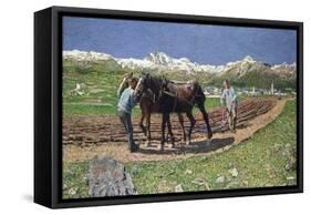 Ploughing, 1887-90-Giovanni Segantini-Framed Stretched Canvas