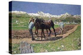 Ploughing, 1887-90-Giovanni Segantini-Stretched Canvas