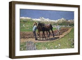 Ploughing, 1887-90-Giovanni Segantini-Framed Giclee Print