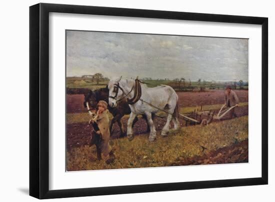 'Ploughing', 1889 (1935)-George Clausen-Framed Giclee Print