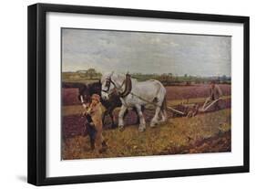 'Ploughing', 1889 (1935)-George Clausen-Framed Giclee Print