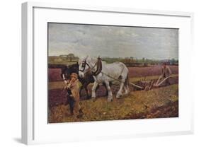 'Ploughing', 1889 (1935)-George Clausen-Framed Giclee Print