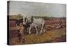 'Ploughing', 1889 (1935)-George Clausen-Stretched Canvas
