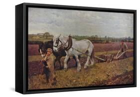 'Ploughing', 1889 (1935)-George Clausen-Framed Stretched Canvas