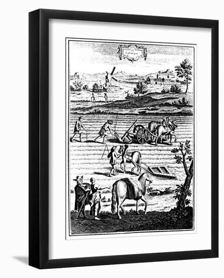 Ploughing and Harrowing with Horses and Sowing Seed Broadcast, 1762-null-Framed Giclee Print