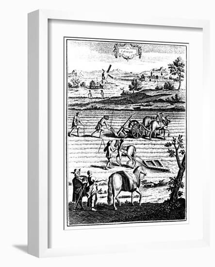 Ploughing and Harrowing with Horses and Sowing Seed Broadcast, 1762-null-Framed Giclee Print