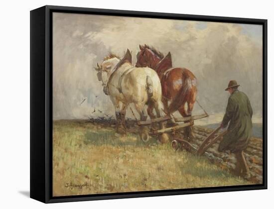 Ploughing, C.1900-19-John Atkinson-Framed Stretched Canvas