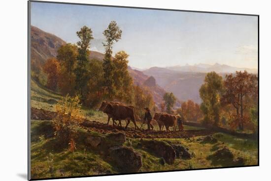 Ploughing, Early Morning (Oil on Canvas)-Auguste Francois Bonheur-Mounted Giclee Print