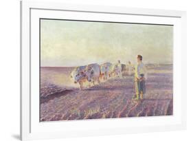 Ploughing in the Ukraine, 1892 (Oil on Canvas)-Leon Wyczolkowski-Framed Giclee Print