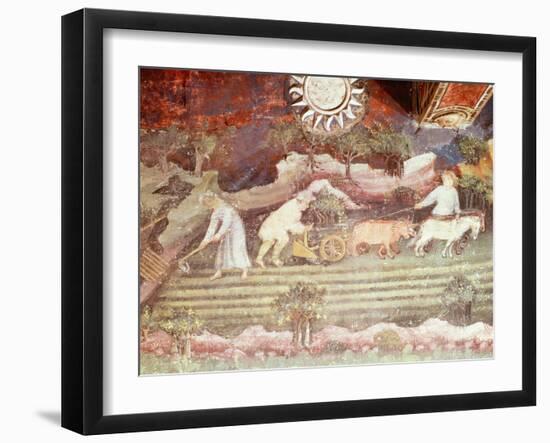 Ploughing, September, from Cycle of Months, Fresco, 15th Century, Buonconsiglio Castle-Venceslao-Framed Giclee Print