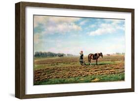 Ploughing the Field, 1871-Mikhail Konstantinovich Klodt-Framed Giclee Print