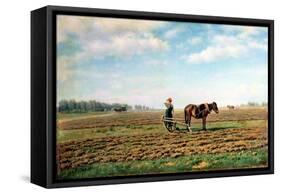 Ploughing the Field, 1871-Mikhail Konstantinovich Klodt-Framed Stretched Canvas