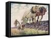 Ploughing the Field-John Edwin Noble-Framed Stretched Canvas