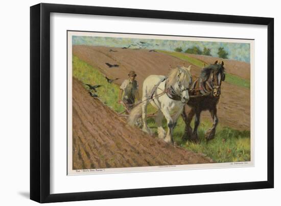 Ploughing with a Pair of Horses-H. Wheelwright-Framed Art Print