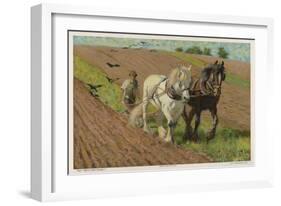 Ploughing with a Pair of Horses-H. Wheelwright-Framed Art Print