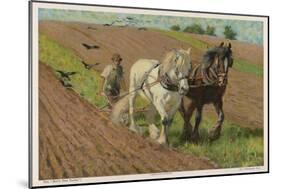 Ploughing with a Pair of Horses-H. Wheelwright-Mounted Art Print