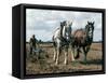 Ploughing with Shire Horses, Derbyshire, England, United Kingdom-Michael Short-Framed Stretched Canvas