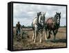 Ploughing with Shire Horses, Derbyshire, England, United Kingdom-Michael Short-Framed Stretched Canvas