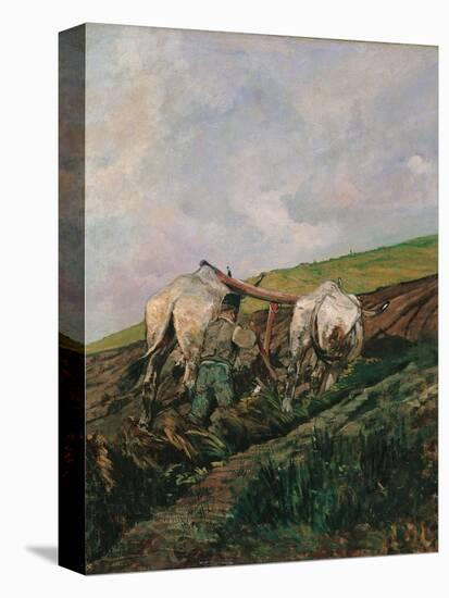 Ploughing-Giovanni Fattori-Stretched Canvas