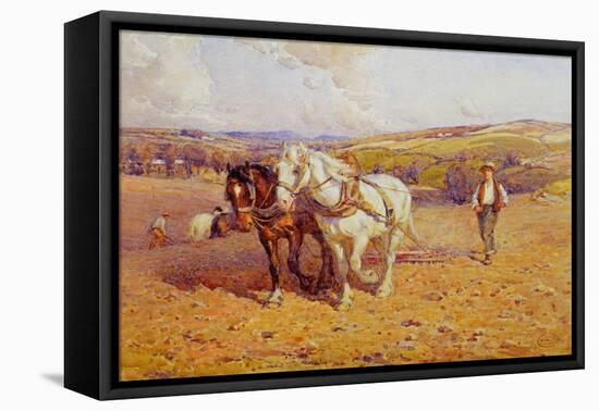 Ploughing-Joseph Harold Swanwick-Framed Stretched Canvas