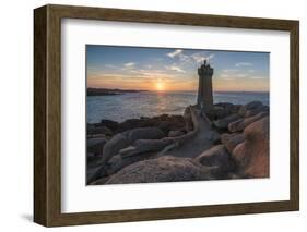 Ploumanach lighthouse at sunset, Perros-Guirec, Cotes-d'Armor, Brittany, France, Europe-Francesco Vaninetti-Framed Photographic Print