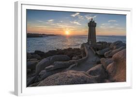 Ploumanach lighthouse at sunset, Perros-Guirec, Cotes-d'Armor, Brittany, France, Europe-Francesco Vaninetti-Framed Photographic Print