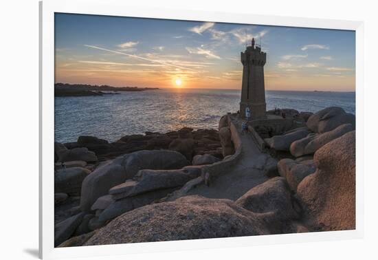 Ploumanach lighthouse at sunset, Perros-Guirec, Cotes-d'Armor, Brittany, France, Europe-Francesco Vaninetti-Framed Photographic Print