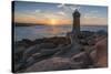 Ploumanach lighthouse at sunset, Perros-Guirec, Cotes-d'Armor, Brittany, France, Europe-Francesco Vaninetti-Stretched Canvas