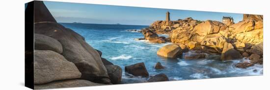 Ploumanach Lighthouse, Cote De Granit Rose, Cotes D'Amor, Brittany, France-Peter Adams-Stretched Canvas