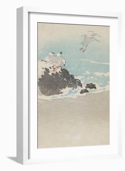 Plovers over Waves-null-Framed Art Print