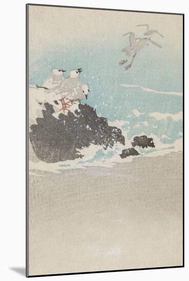 Plovers over Waves-null-Mounted Art Print