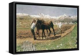 Plowing in the Engadin-Giovanni Segantini-Framed Stretched Canvas