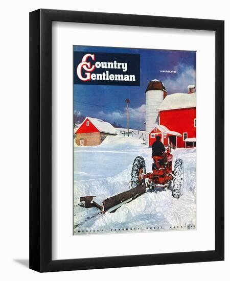 "Plowing Path to the Barn," Country Gentleman Cover, January 1, 1947-J. Julius Fanta-Framed Giclee Print