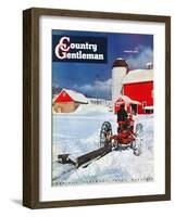 "Plowing Path to the Barn," Country Gentleman Cover, January 1, 1947-J. Julius Fanta-Framed Giclee Print