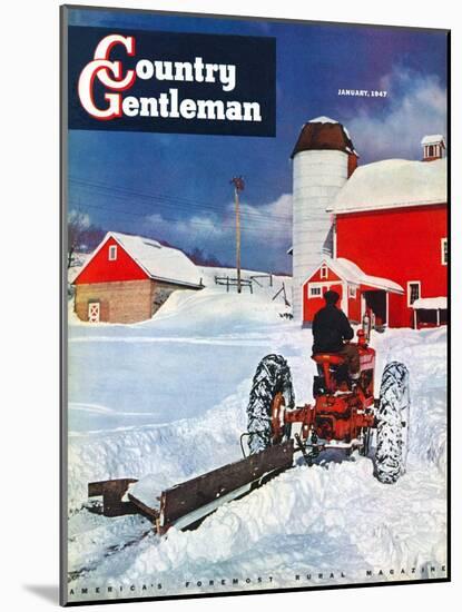 "Plowing Path to the Barn," Country Gentleman Cover, January 1, 1947-J. Julius Fanta-Mounted Giclee Print