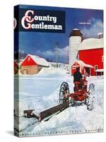 "Plowing Path to the Barn," Country Gentleman Cover, January 1, 1947-J. Julius Fanta-Stretched Canvas