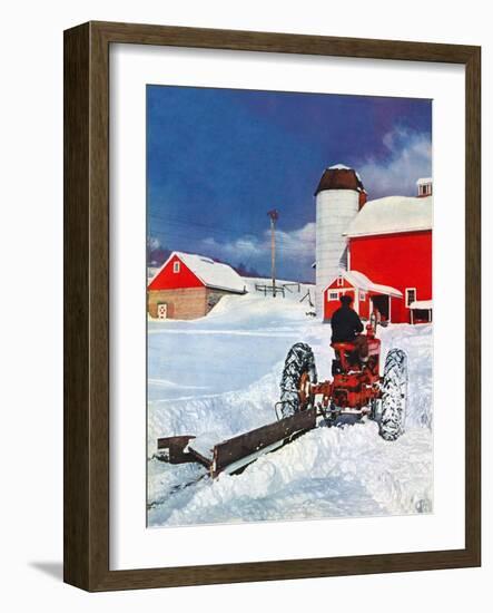 "Plowing Path to the Barn,"January 1, 1947-J. Julius Fanta-Framed Giclee Print