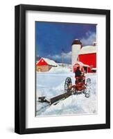 "Plowing Path to the Barn,"January 1, 1947-J. Julius Fanta-Framed Premium Giclee Print