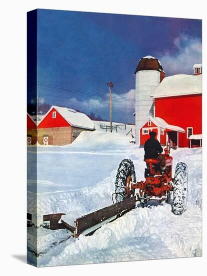 "Plowing Path to the Barn,"January 1, 1947-J. Julius Fanta-Stretched Canvas